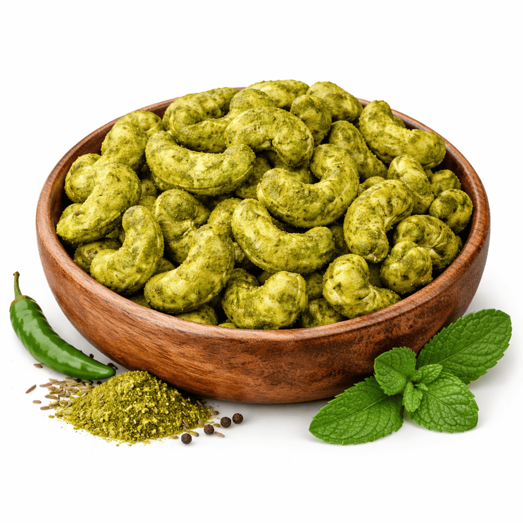 Dry Roasted Green Chilli Flavoured Cashew Nuts